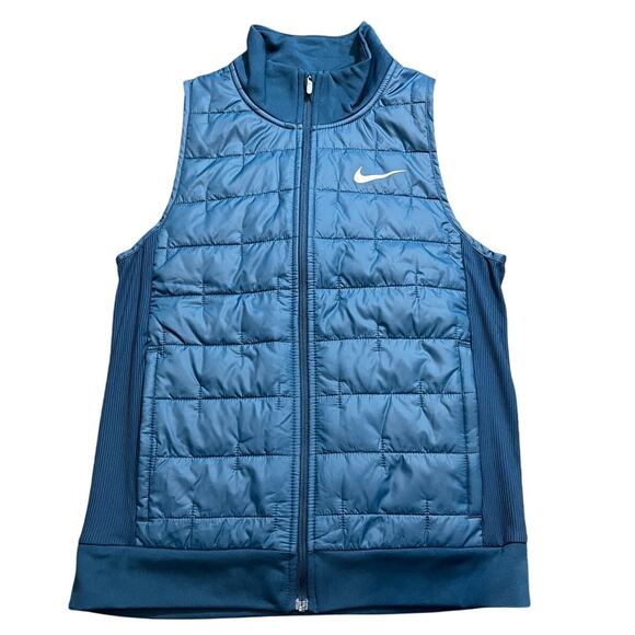 NIKE Therma-FIT Synthetic-Fill Running Puffer Vest Womens Size XS Blue Golf - Picture 1 of 9